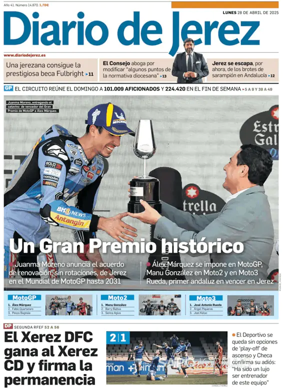 Capa jornal Diario de Jerez 2025-04-28