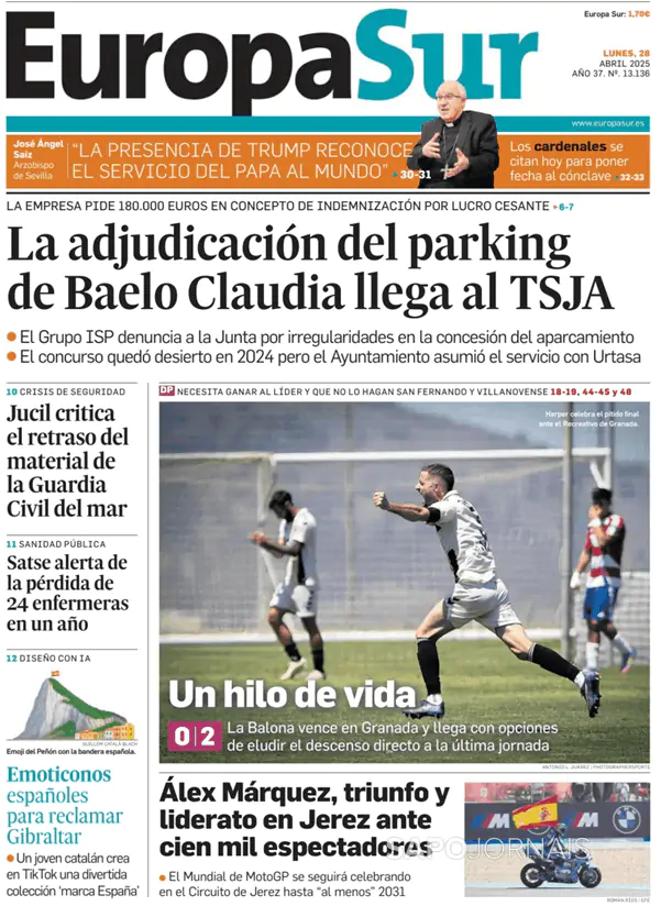 Capa jornal Europa Sur 2025-04-28