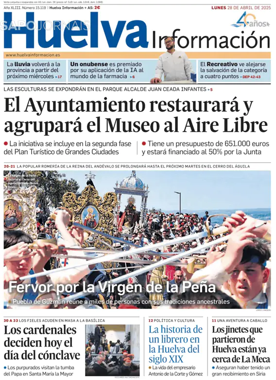 Capa jornal Huelva Información 2025-04-28