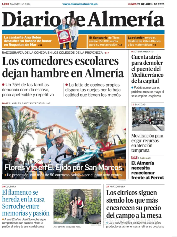 Capa jornal Diario de Almería 2025-04-28