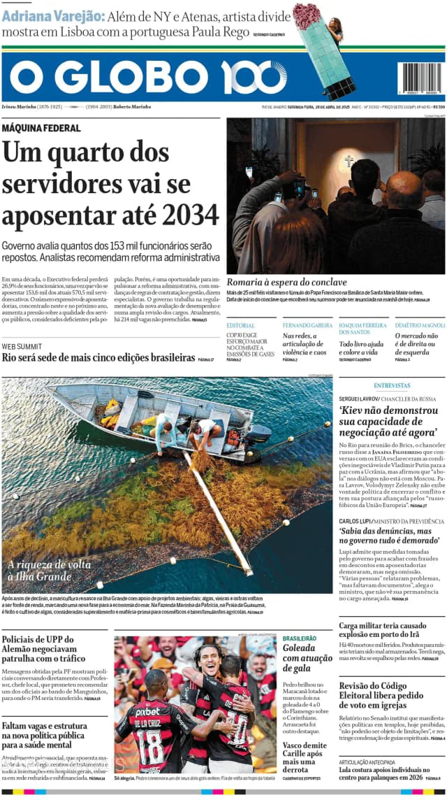 Capa jornal O Globo 2025-04-28