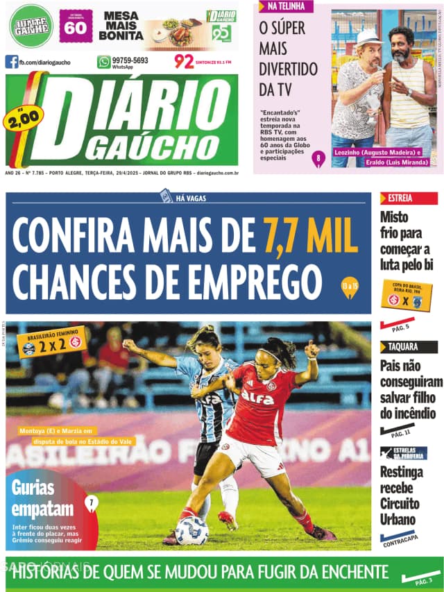Capa jornal Diário Gaúcho 2025-04-29
