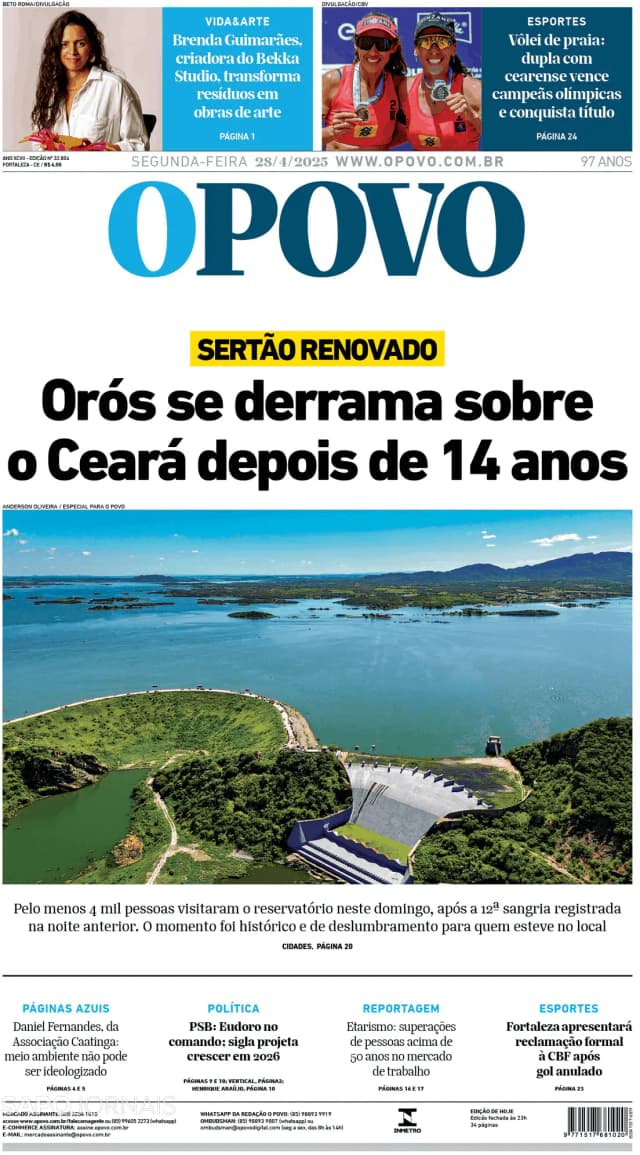 Capa jornal O Povo 2025-04-28