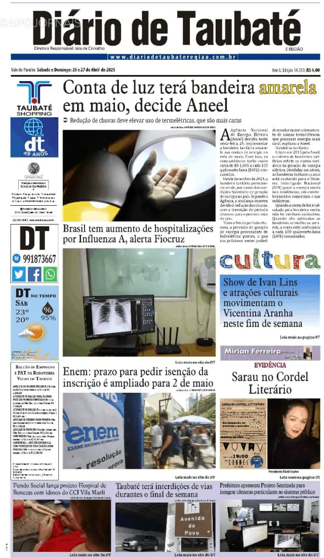 Capa jornal Diário de Taubaté 2025-04-26