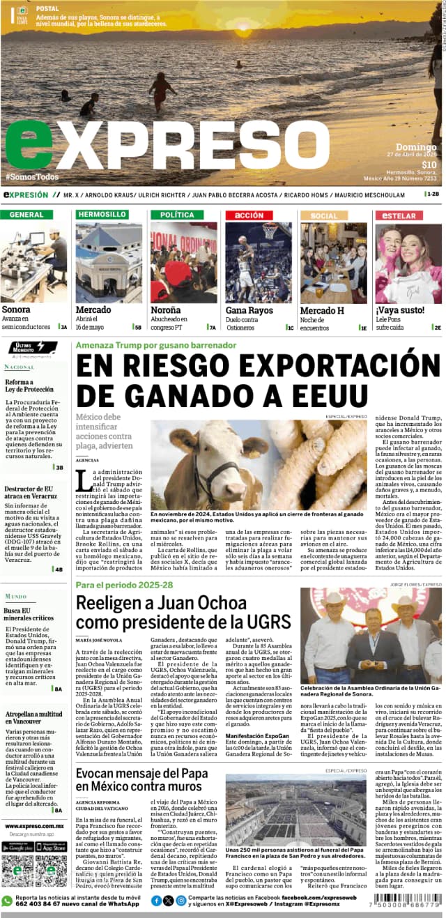 Capa jornal Expreso 2025-04-28