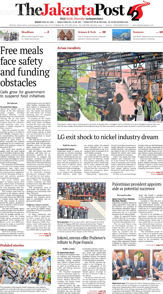 Capa jornal The Jakarta Post 2025-04-28