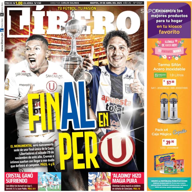 Capa jornal Líbero 2025-04-29