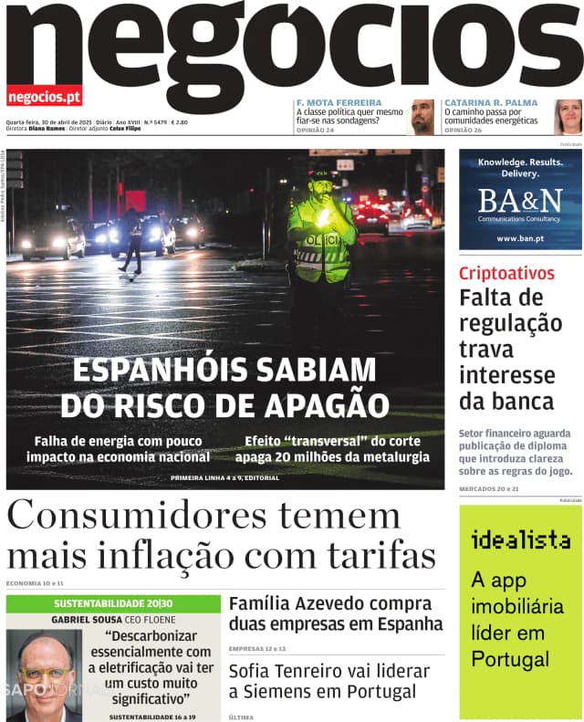 Capa jornal Jornal de Negócios 2025-04-30