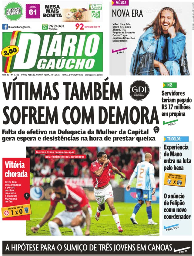 Capa jornal Diário Gaúcho 2025-04-30