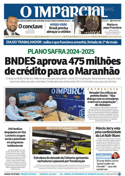 Capa jornal O Imparcial 2025-04-30