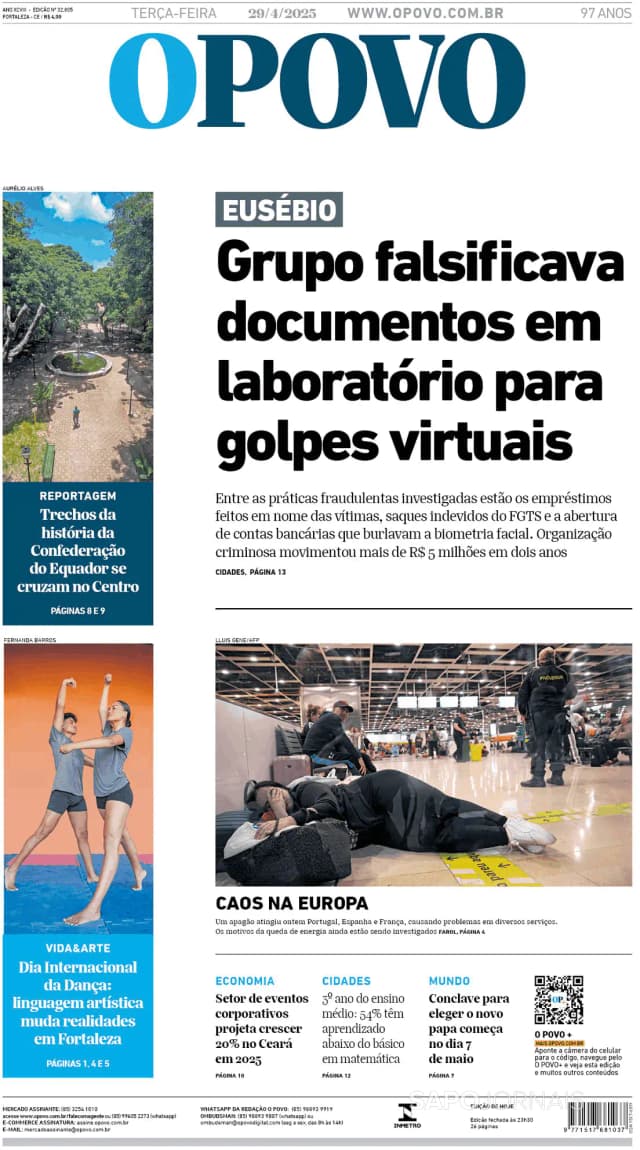 Capa jornal O Povo 2025-04-29