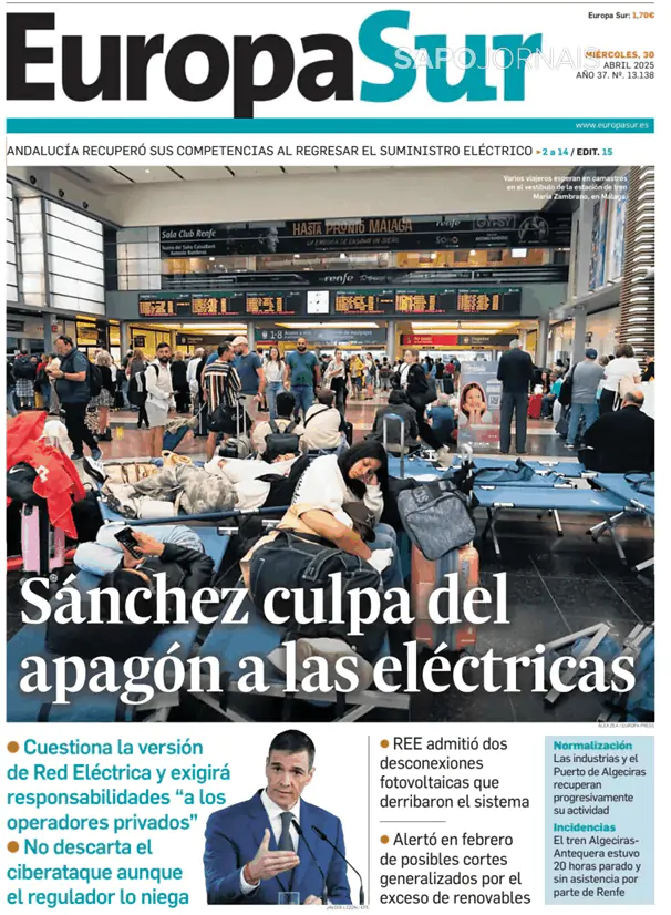 Capa jornal Europa Sur 2025-04-30