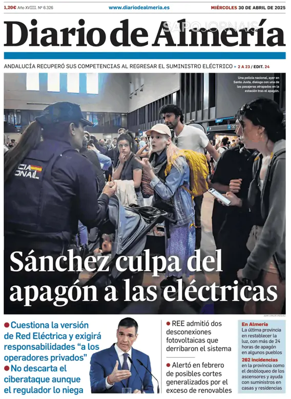 Capa jornal Diario de Almería 2025-04-30