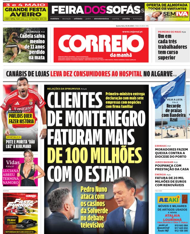 Capa jornal Correio da Manhã 2025-05-01