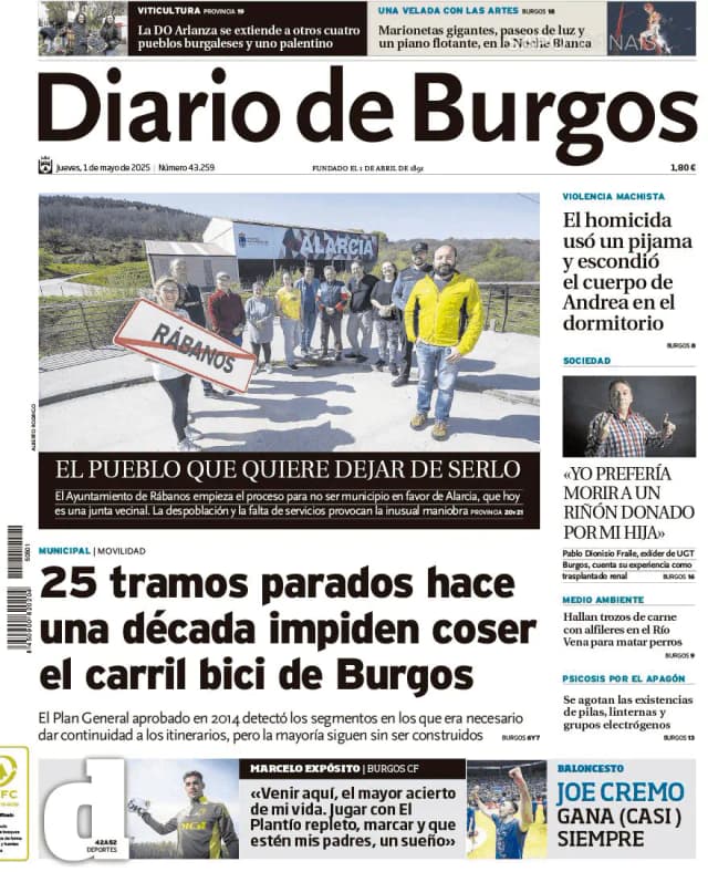 Capa jornal Diario de Burgos 2025-05-01