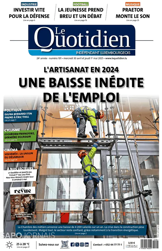 Capa jornal Le Quotidien 2025-04-30