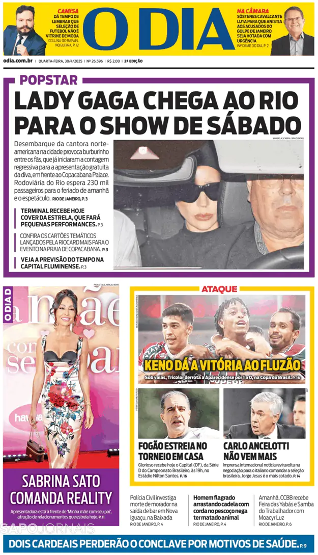 Capa jornal O Dia 2025-04-30