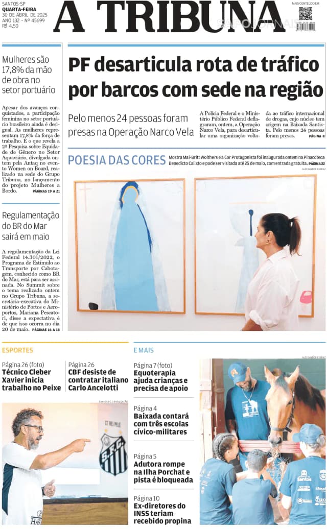 Capa jornal A Tribuna de Santos 2025-04-30