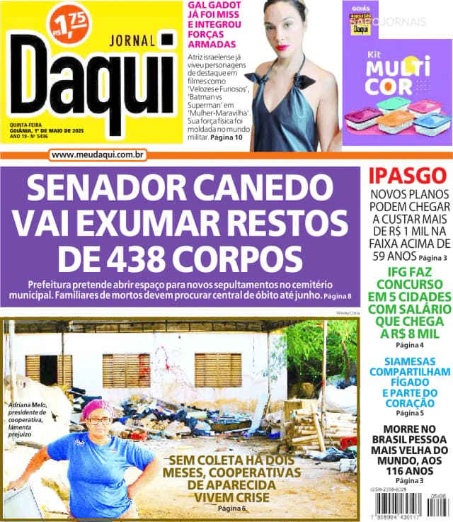 Capa jornal O Popular 2025-05-01