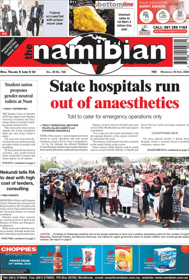 Capa jornal The Namibian 2025-04-30