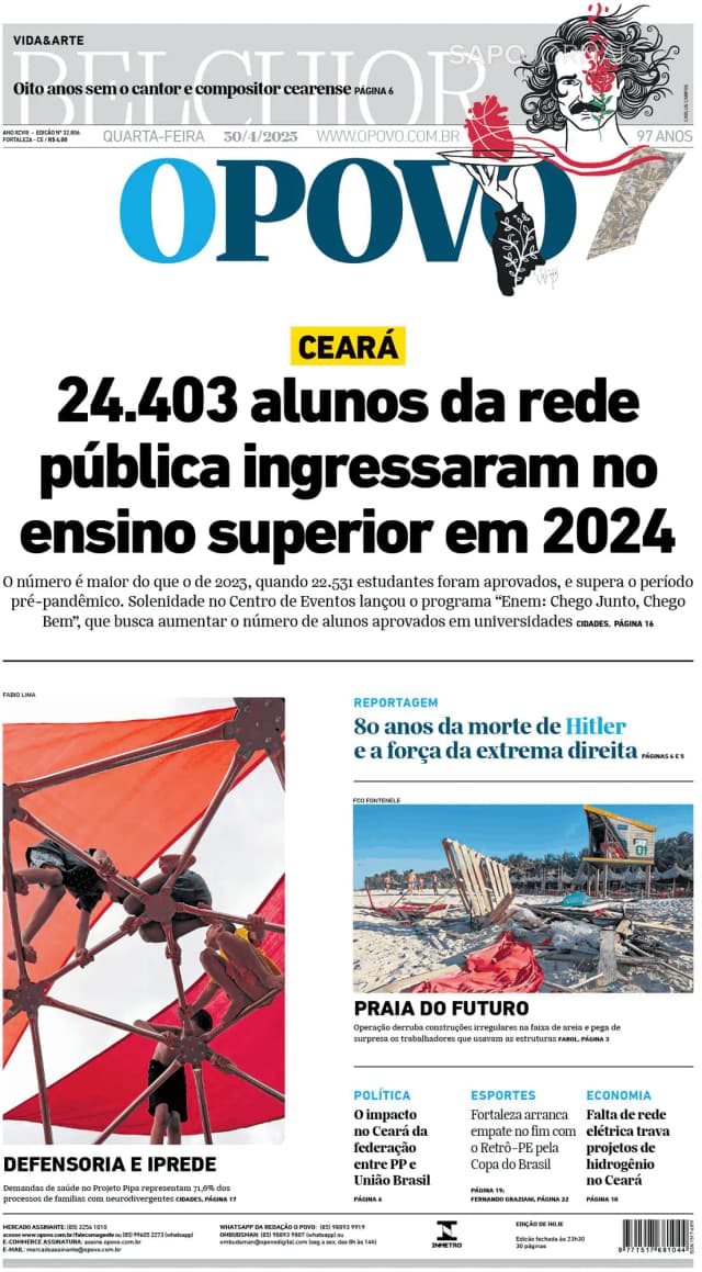 Capa jornal O Povo 2025-04-30