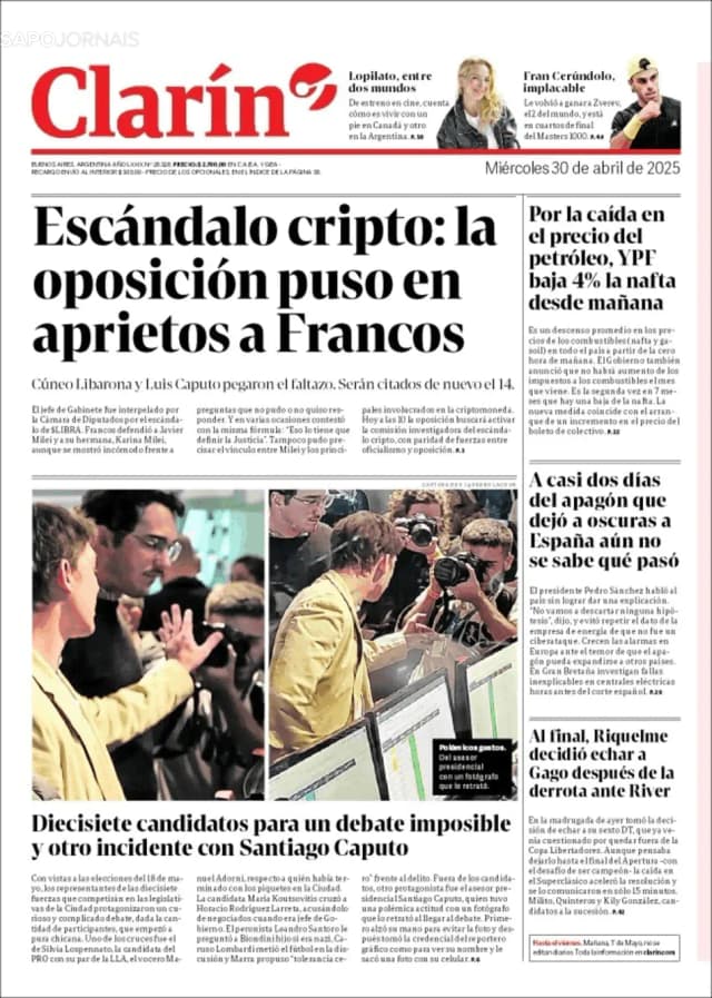 Capa jornal Clarín 2025-05-01