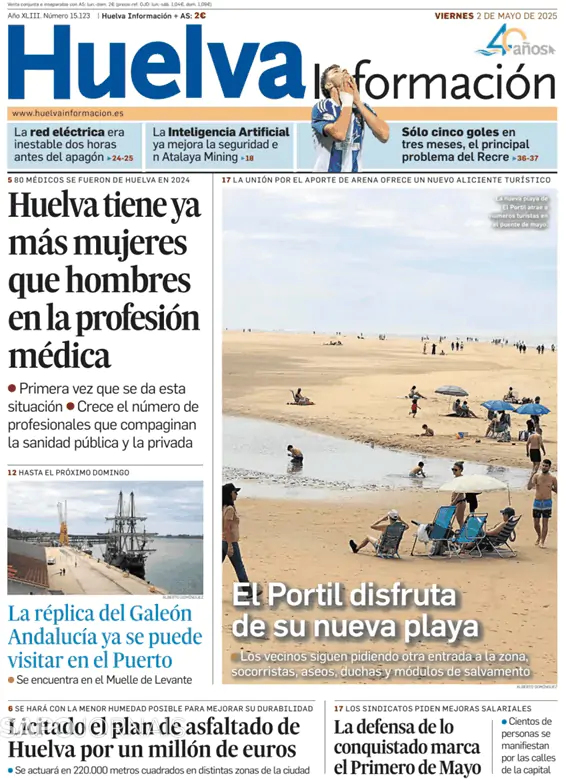 Capa jornal Huelva Información 2025-05-02