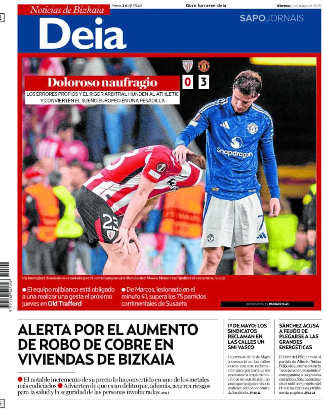 Capa jornal Deia-Noticias de Bizkaia 2025-05-02