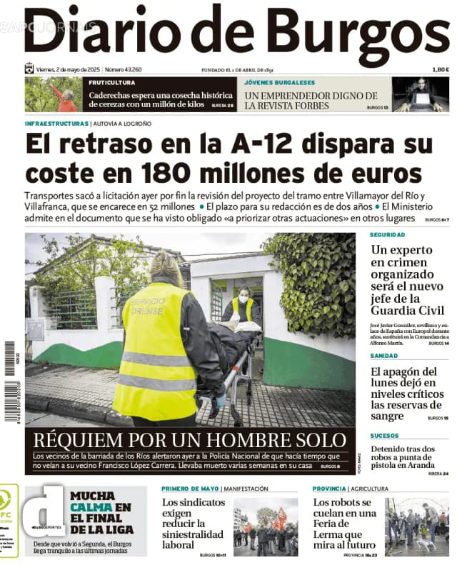 Capa jornal Diario de Burgos 2025-05-02