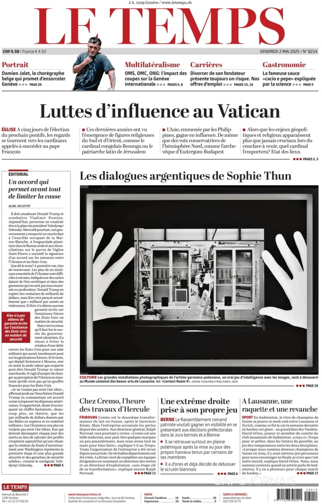 Capa jornal Le Temps 2025-05-02