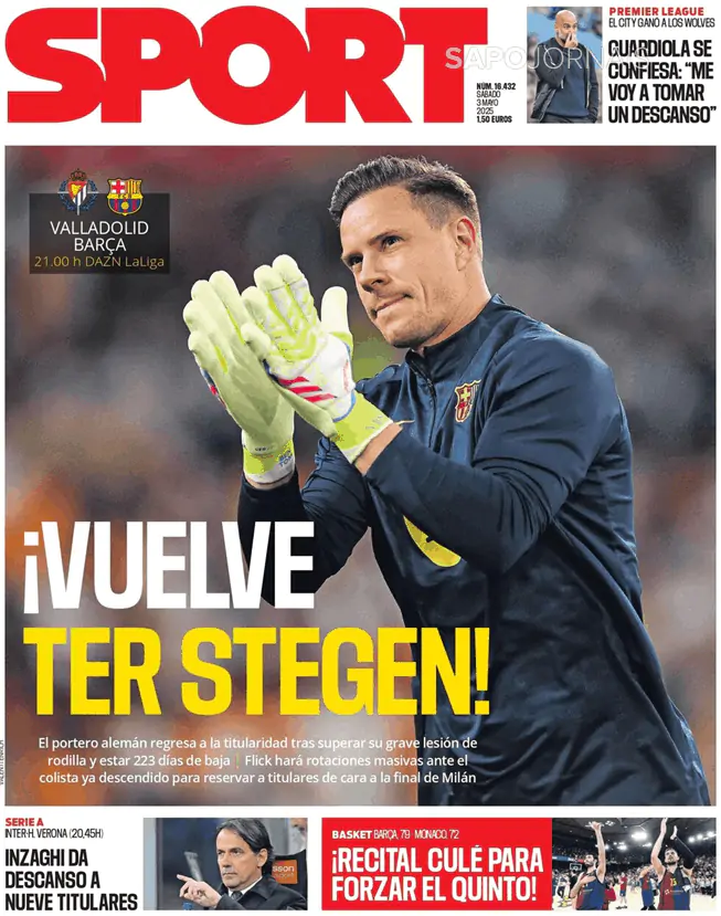 Capa jornal Sport 2025-05-03