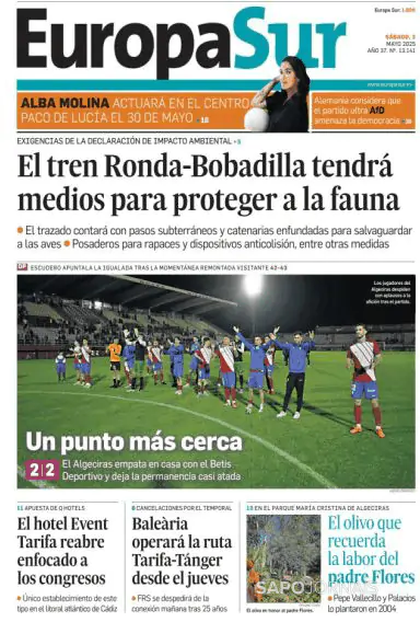 Capa jornal Europa Sur 2025-05-03