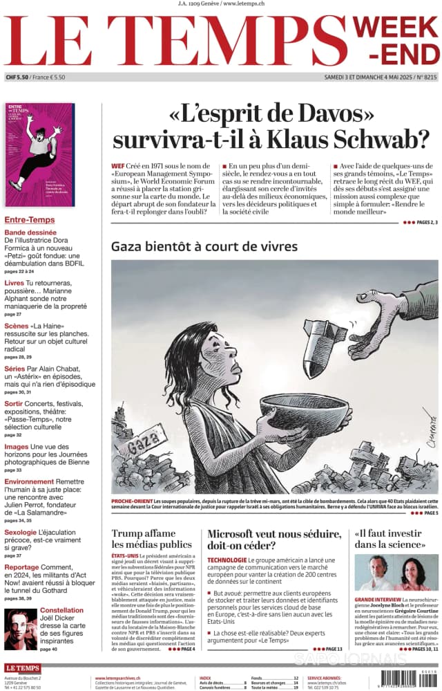 Capa jornal Le Temps 2025-05-03
