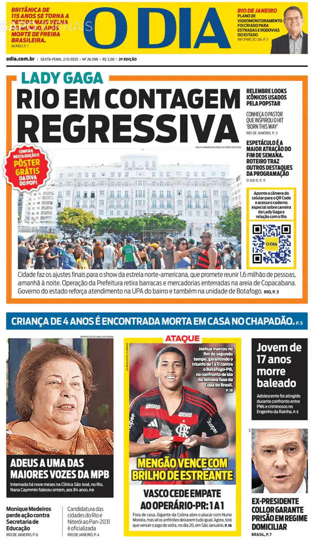 Capa jornal O Dia 2025-05-02