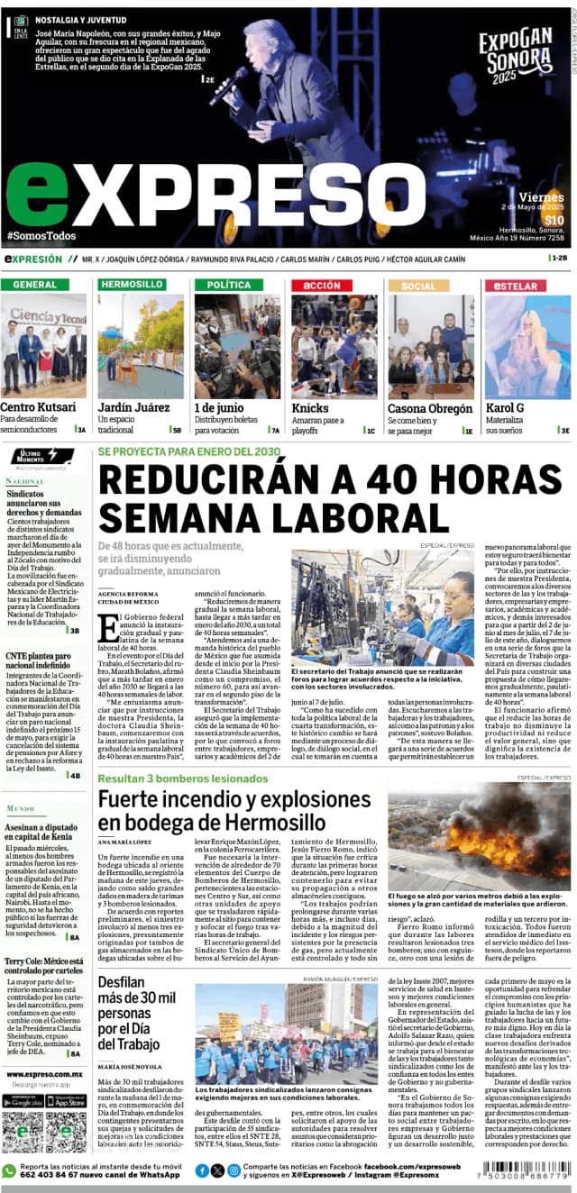 Capa jornal Expreso 2025-05-02