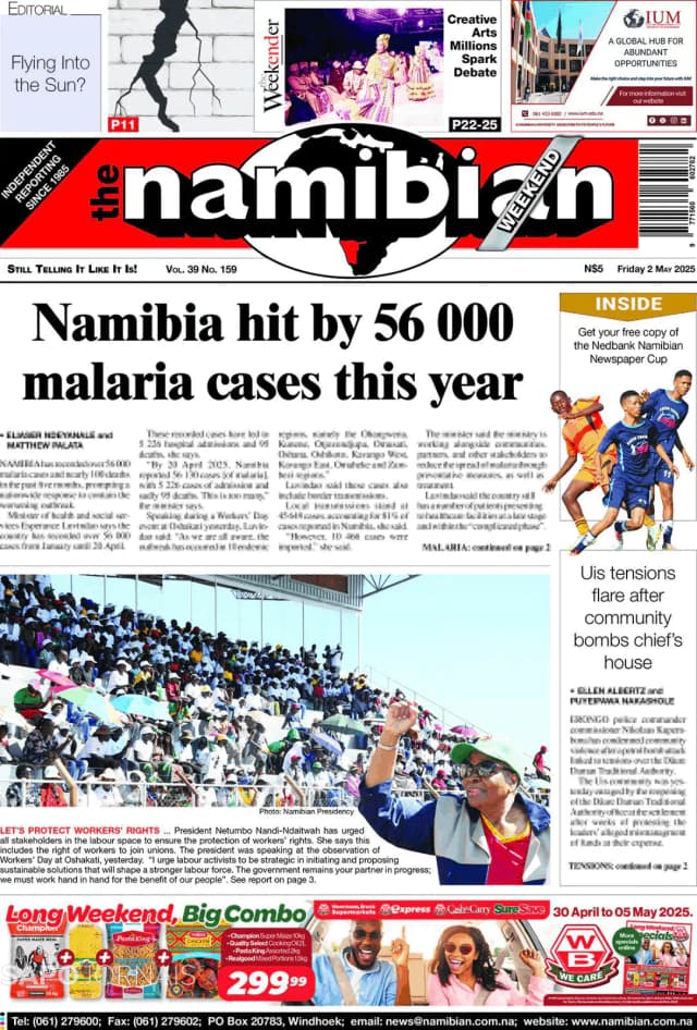 Capa jornal The Namibian 2025-05-02