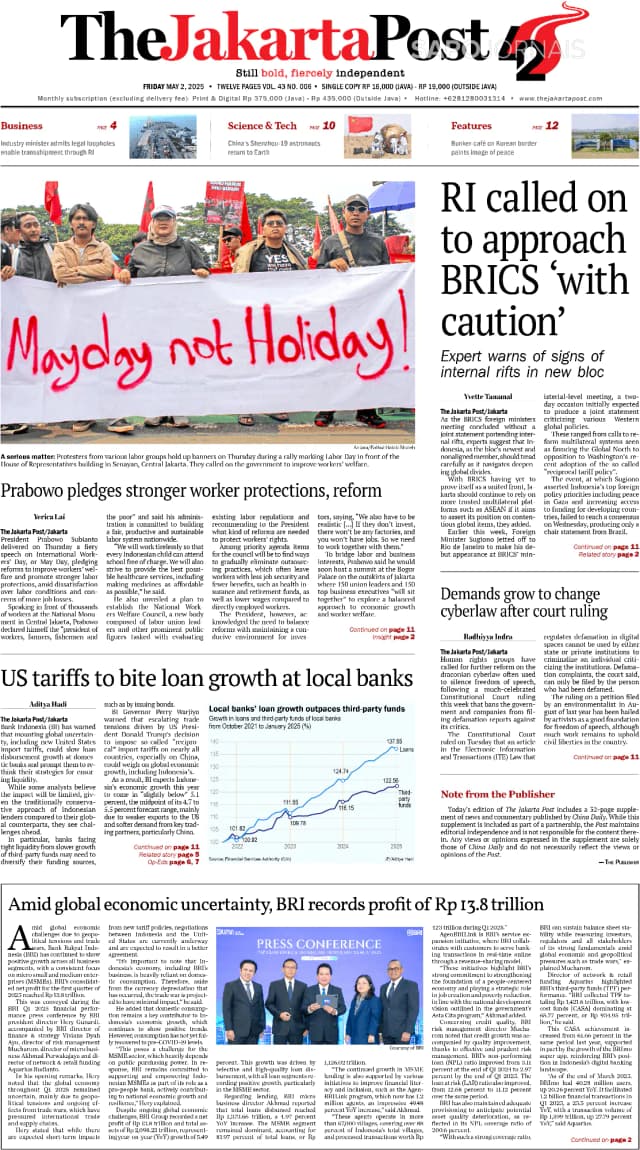 Capa jornal The Jakarta Post 2025-05-02