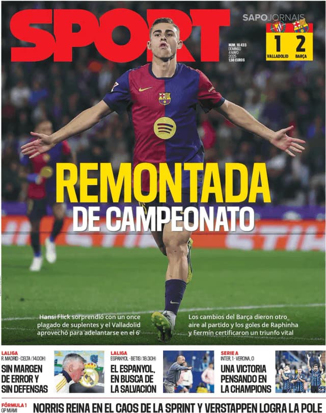 Capa jornal Sport 2025-05-04