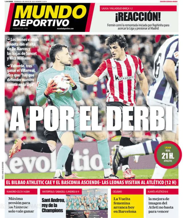 Capa jornal Mundo Deportivo (Bizkaia-Araba) 2025-05-04