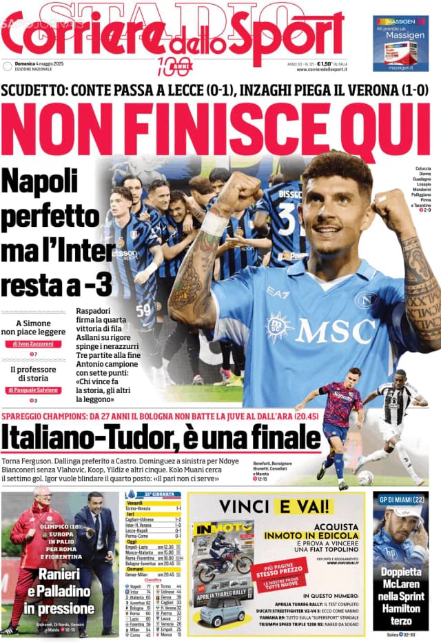 Capa jornal Corriere dello Sport 2025-05-04