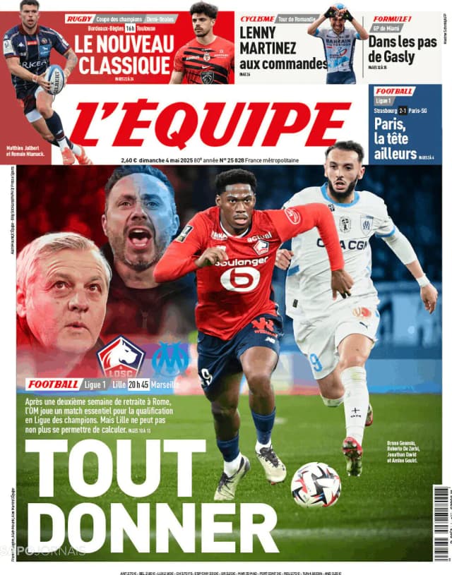 Capa jornal L'Équipe 2025-05-04