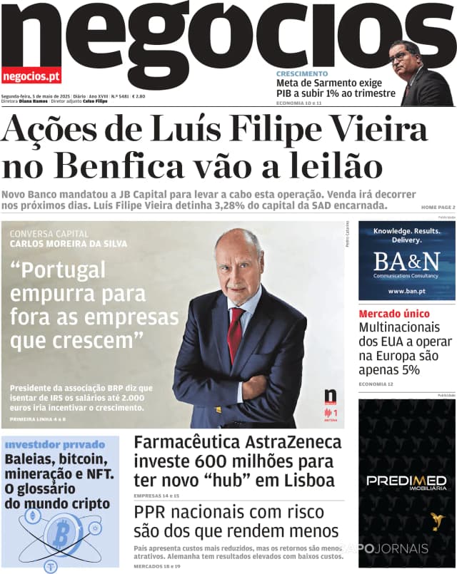 Capa jornal Jornal de Negócios 2025-05-05