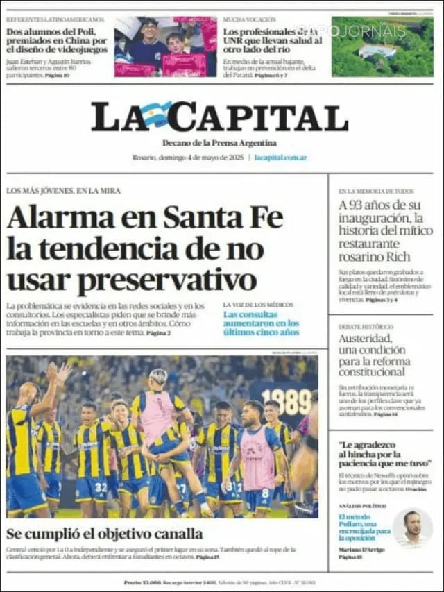Capa jornal La Capital 2025-05-04