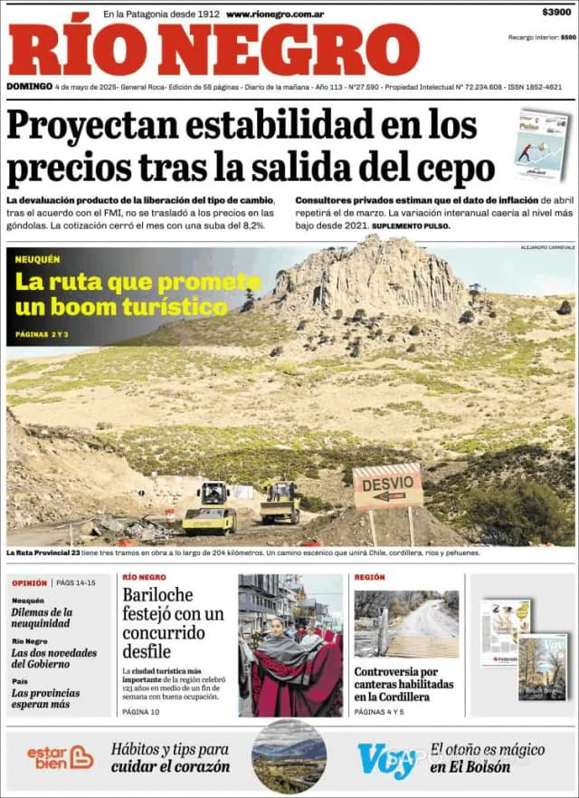 Capa jornal Rio Negro 2025-05-04