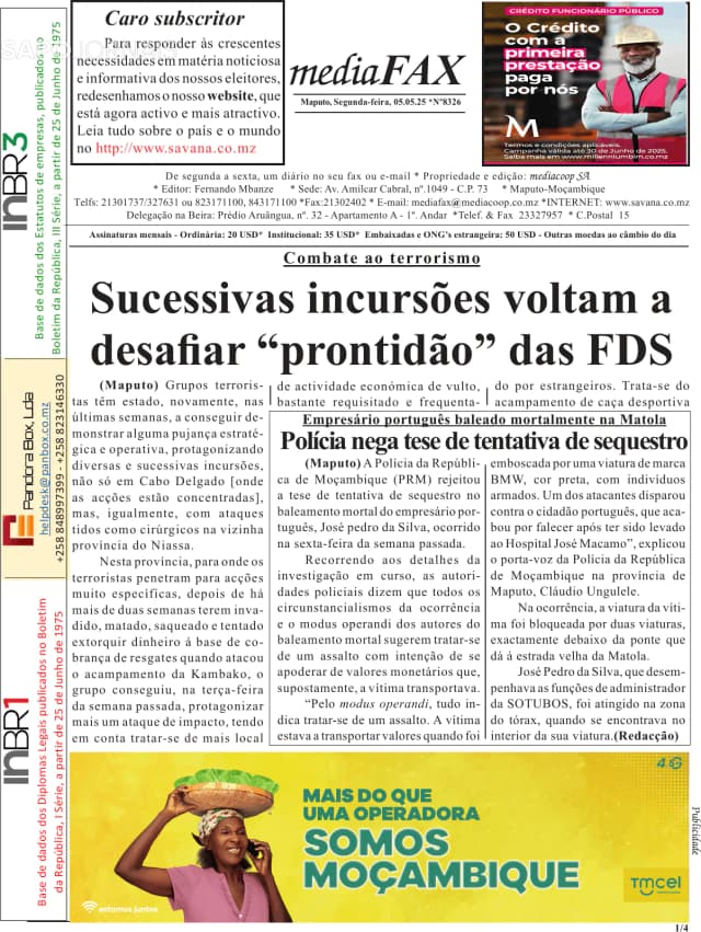 Capa jornal Mediafax 2025-05-05