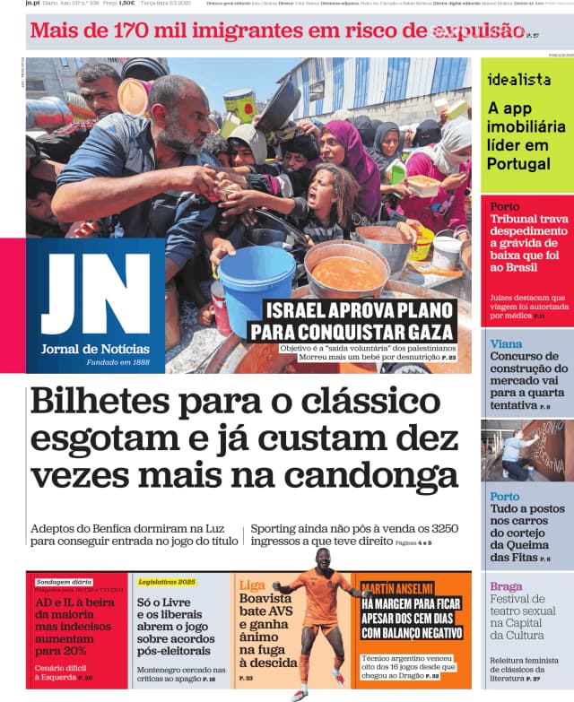 Capa jornal Jornal de Notícias 2025-05-06