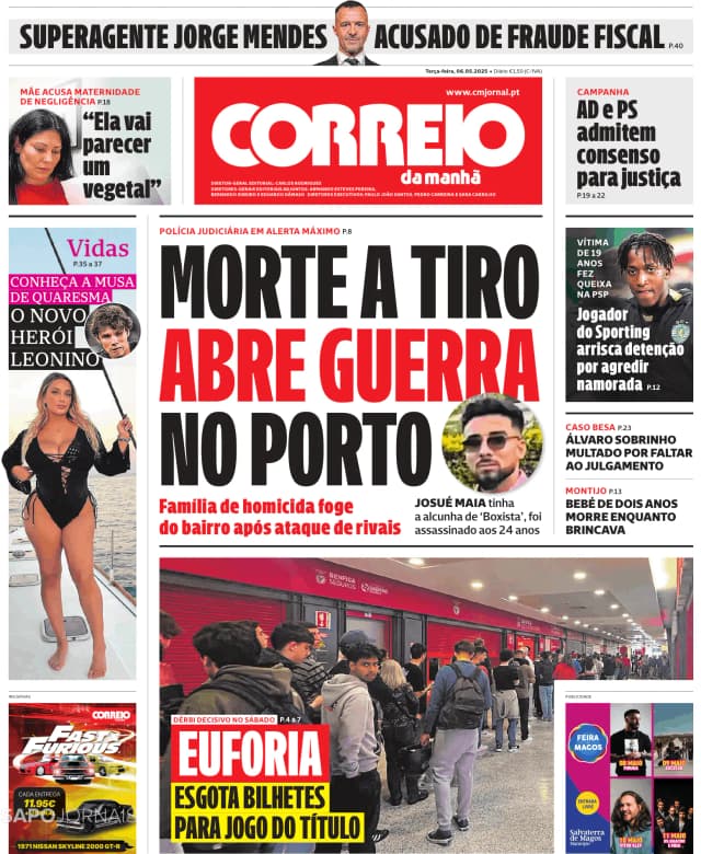 Capa jornal Correio da Manhã 2025-05-06
