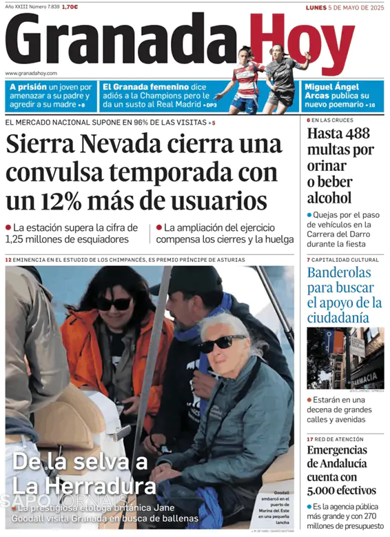 Capa jornal Granada Hoy 2025-05-05