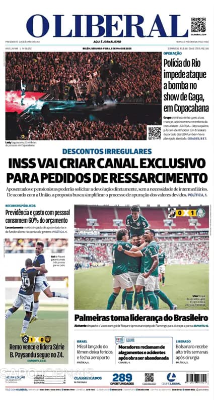 Capa jornal O Liberal 2025-05-05