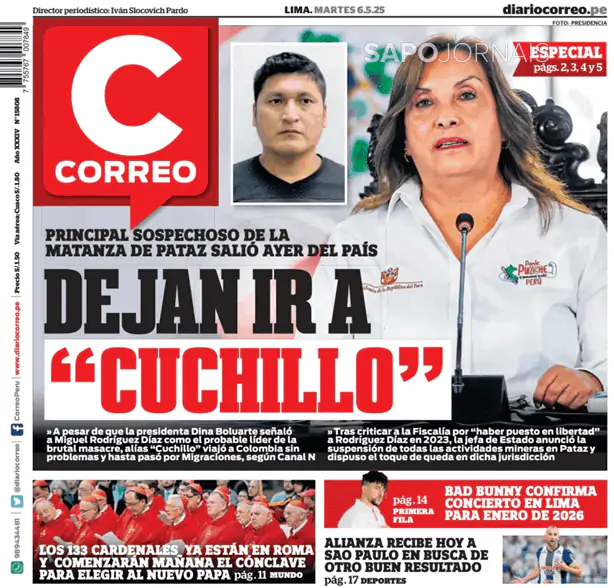 Capa jornal Diario Correo 2025-05-06